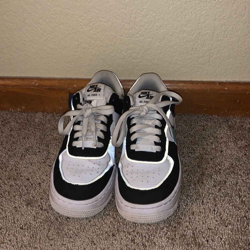 super cute Air Force ones, mint blueish and black